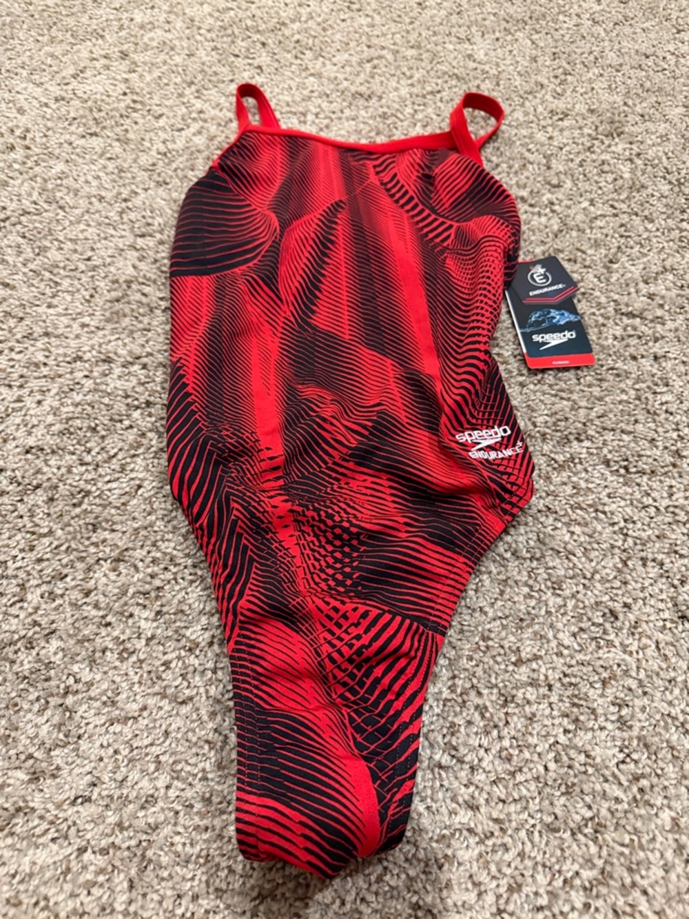 Speedo Red and Black Graphic Endurance+ Swimwear Size 28